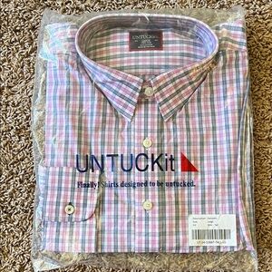 UNTUCKit Men's Plaid Shirt in Blue, Pink, and White